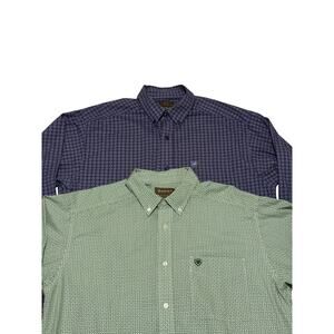 Ariat Bundle of 2 Stretch Classic Long Sleeve Button Down Western Shirt L